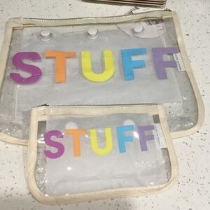 Clear 'STUFF' PVC Pouch Set with Rainbow Lettering from Bogg Bags